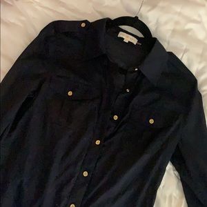 Tory Burch button down in a sheer deep navy